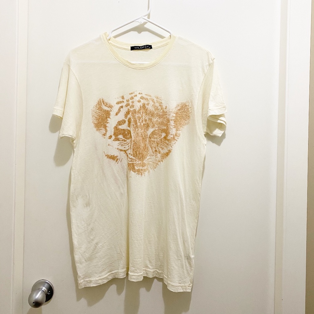 Wildfox Baby Cheetah and Claw Sparkle Tee Sheer Off White XS